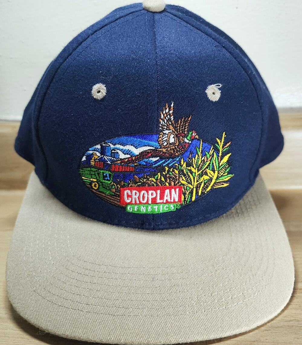 Croplan Genetics Hat Men's One Size Adjustable Navy Tan Pheasant Farming Cap